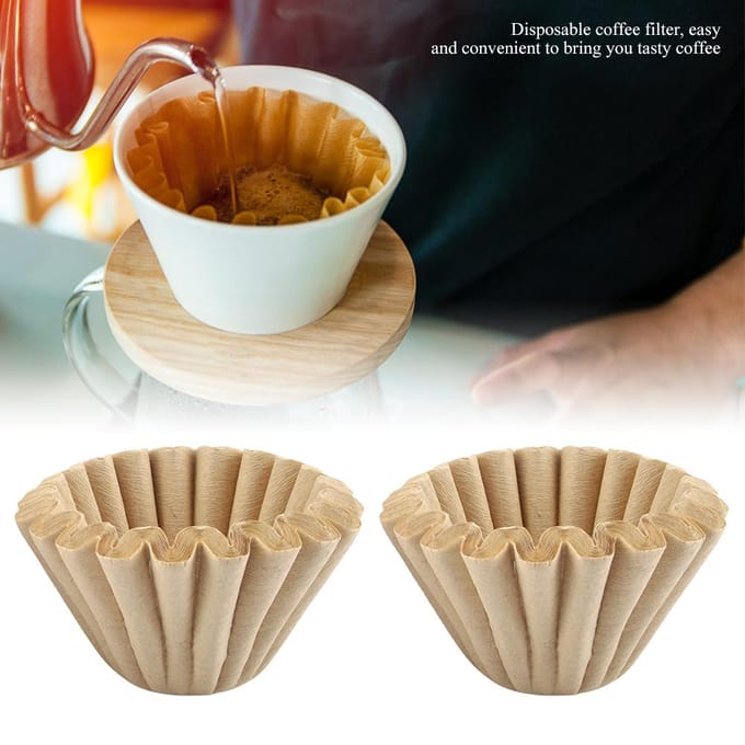 50 stuks Wegwerp Koffiefilters van Houtvezel Beker Vervanging (L) white