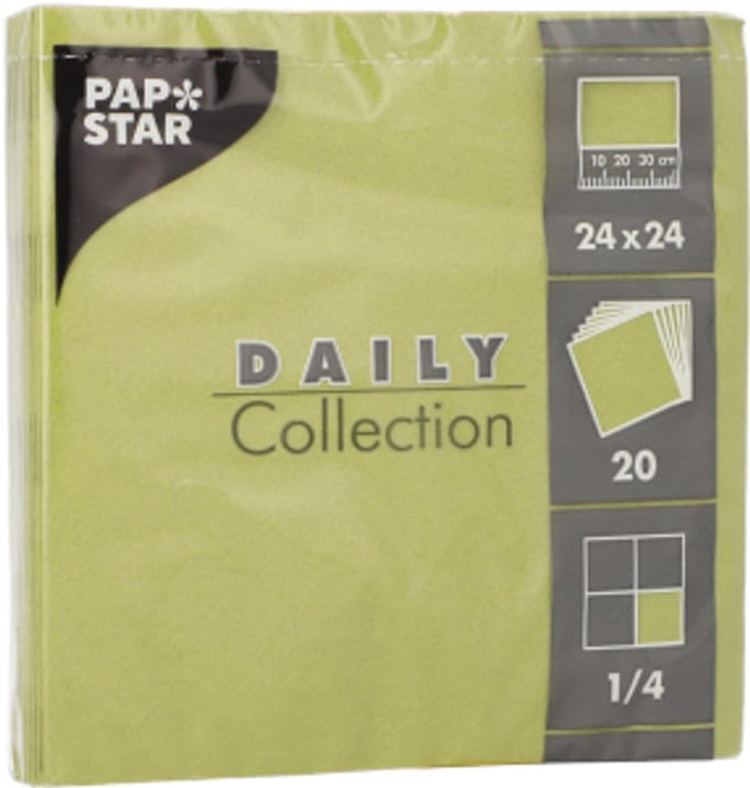 20x 20 Servetten DAILY Collection 1/4 vouw 24 cm x 24 cm olijfgroen