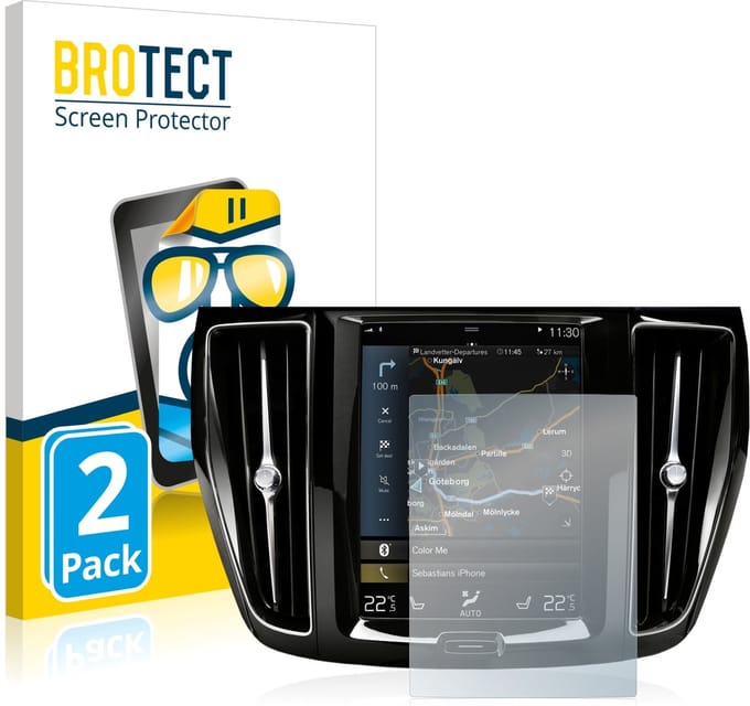 BROTECT - Screenprotector voor Volvo S60 Sensus Connect 2020 - Folie Beschermfolie transparant 2 Stuks