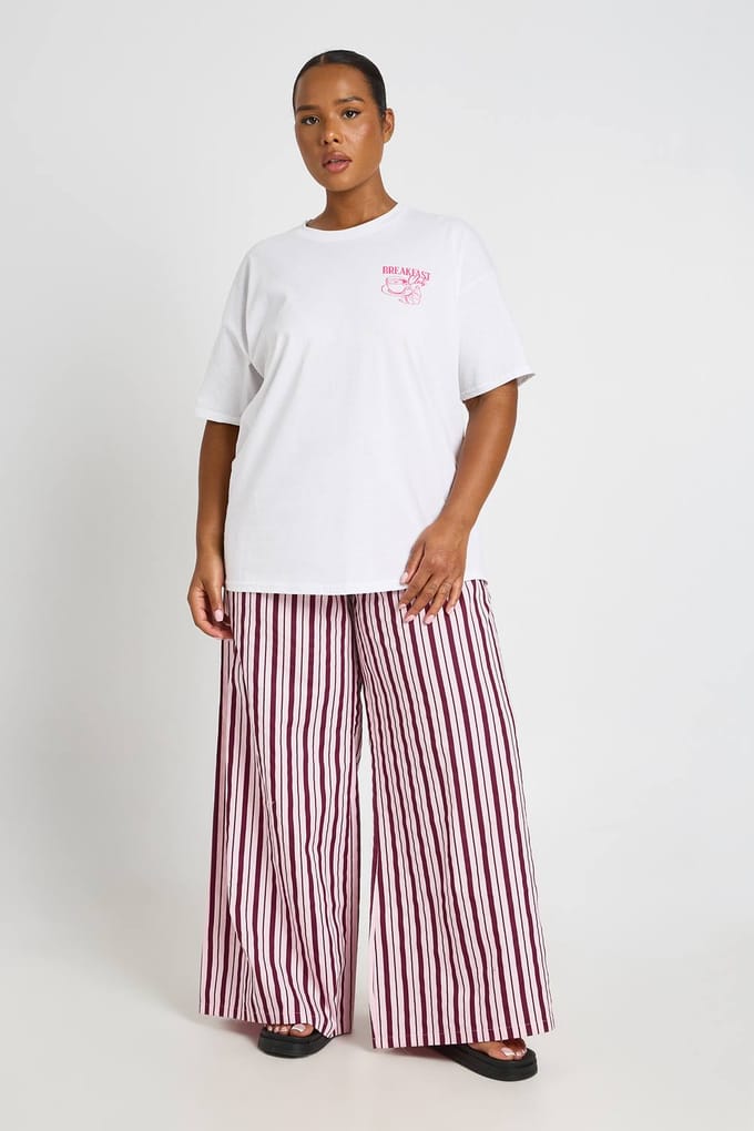 boohoo Dames Plus Bedrukt Ontbijt T-shirt | Wit | Maat: 48