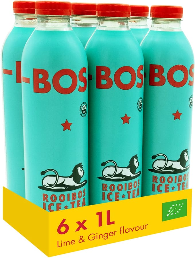 BOS Ice Tea - Lime & Ginger - BIO - Rooibos - Koolzuurvrij - Multipack 6 x 1L