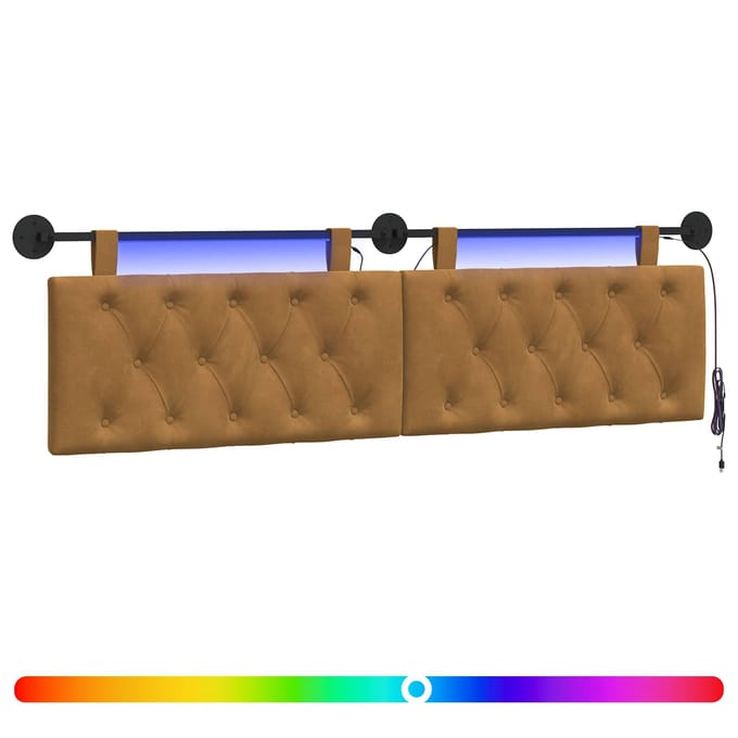 vidaXL Hangend hoofdbord Bruin Fluweel