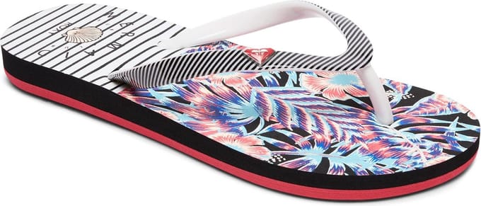Roxy Slippers Dames Rg Pebbles Vi - White/Black/Flower - 13