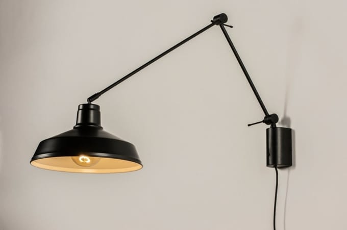 Lumidora Wandlamp 73757 - Voor binnen - GHISLAINE - E27 - Zwart - Metaal