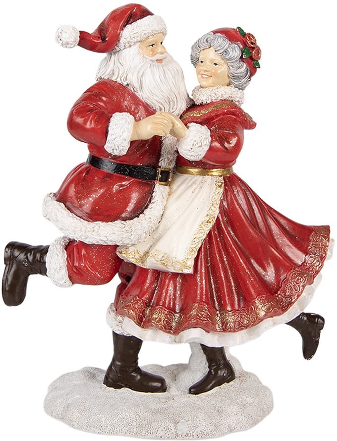 Clayre & Eef Kerstdecoratie Beeld Kerstman 19x11x23 cm Rood Kunststof