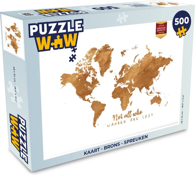 Puzzel Kaart - Brons - Spreuken - Legpuzzel - Puzzel 500 stukjes