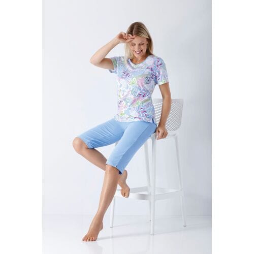 Hajo dames zomerpyjama blauw - Blauw - Maat - 36/38