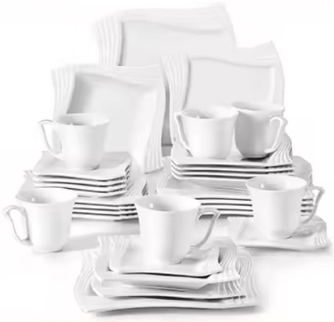 Noble Serviesset – 6 persoons – 30 delig – Wit Keramisch – Dinerborden – Kleine Borden