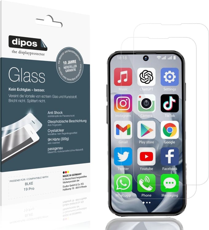 dipos – 2x Pantserfolie geschikt voor BLKE 19 Pro | 9H Screenprotector