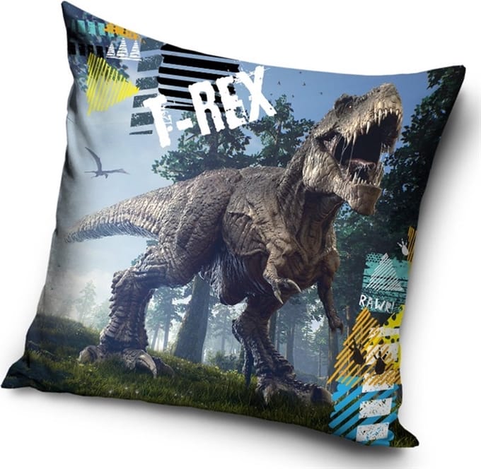 Sierkussenhoes T-rex - 40x40 cm - polyester - exclusief vulling