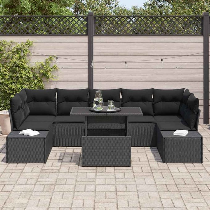 vidaXL - Bankstel - 8 - st - Zwart - poly - rattan