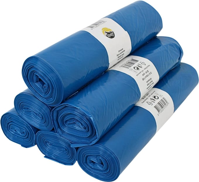 200x LDPE Afvalzakken 70 x 110 cm (120L) Blauw – Type 60 op rol