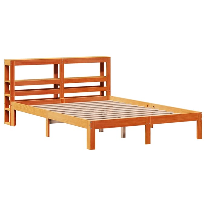 vidaXL - Bedframe - zonder - matras - massief - grenenhout - wasbruin - 135x190 - cm