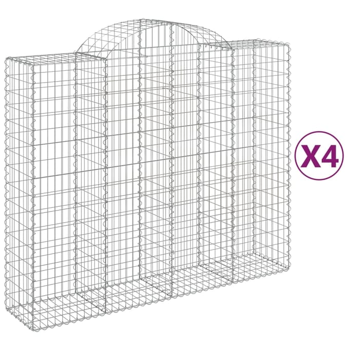 vidaXL - Schanskorven - 4 - st - gewelfd - 200x50x160/180 - cm - ijzer