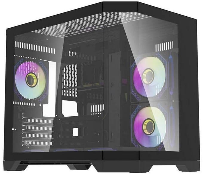 Darkflash FT418 computer case + 6 aRGB fans (black) - Case - Minitower - Zwart