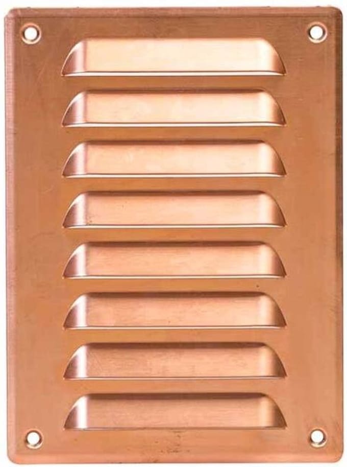 Metalen ventilatierooster vierkant 140x190 mm koper - MR1419Cu