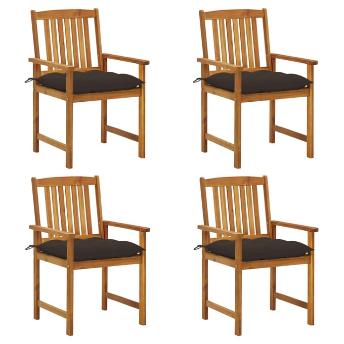 vidaXL - Tuinstoelen - 4 - st - met - kussens - massief - acaciahout