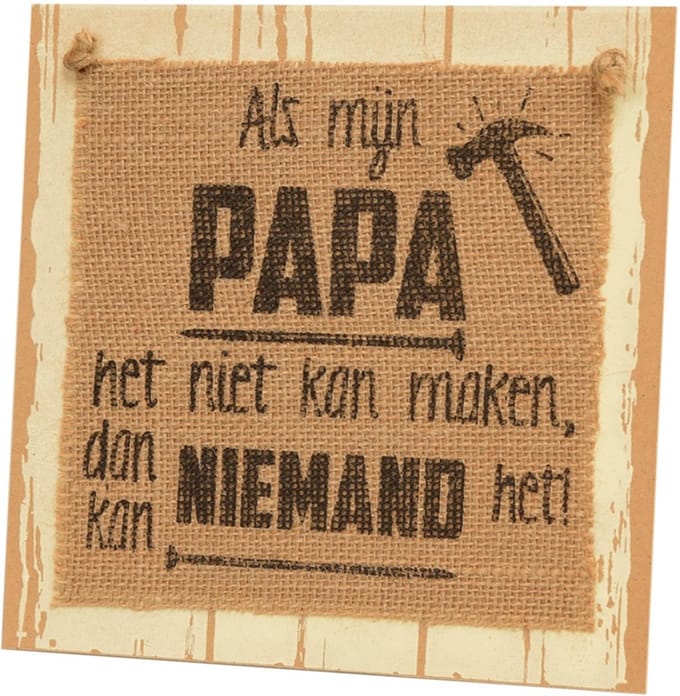 Paper Dreams Bordje Papa 20 Cm Hout Naturel