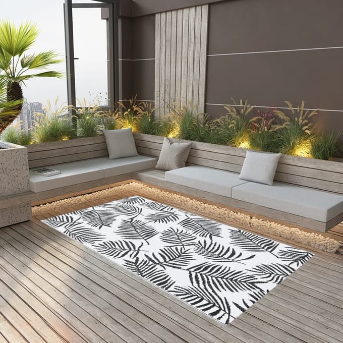 vidaXL - Buitenkleed - ARAKIL - 160x230 - cm - PP - wit - en - zwart