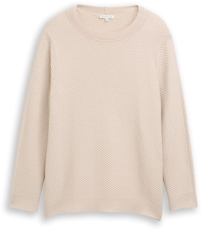 Tom Tailor - Plus Size - Losvallende gebreide trui van katoen - Maat 48 - sand stone beige