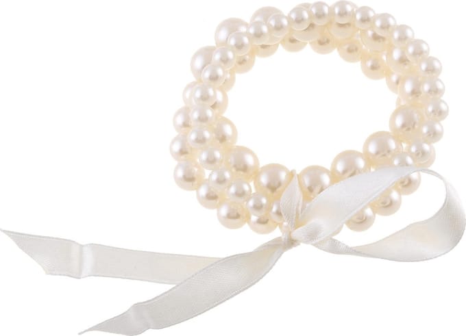 Behave - Parel Armband Dames - Elastisch - 3 rijen creme kleur
