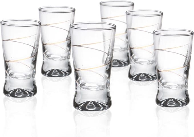 Glasmark Shotglaasjes - 12x - gold collection - 25 ml - glas - borrelglazen