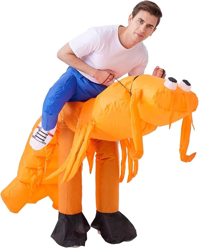 Groot kreeft opblaasbaar kostuum, grappige podiumattributen, volwassene One size, 150-190cm oranje