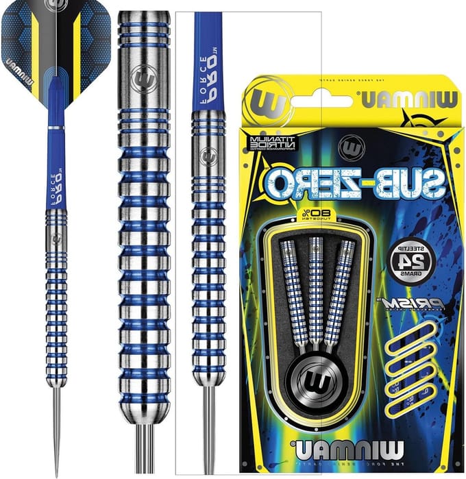 24 Gram Professional Steeltip Tungsten dartset - Sub-Zero Flights en Schachten (stengels)