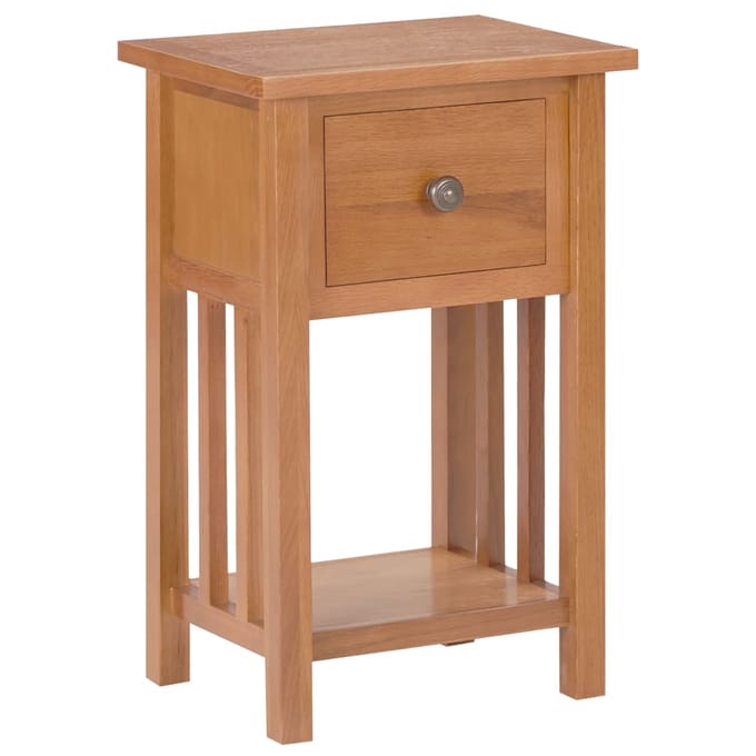 vidaXL - Bijzettafel - met - lade - 35x27x55 - cm - massief - eikenhout