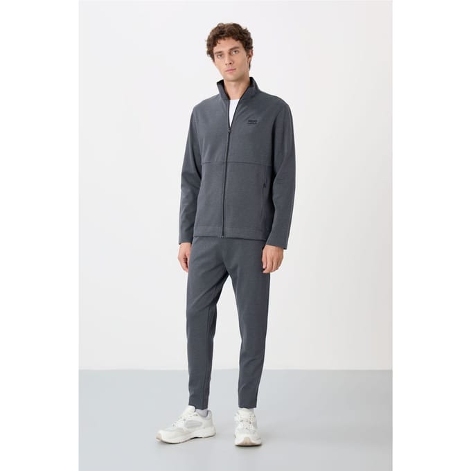 Heren Sweatshirt met Ritskraag en Broek Set
