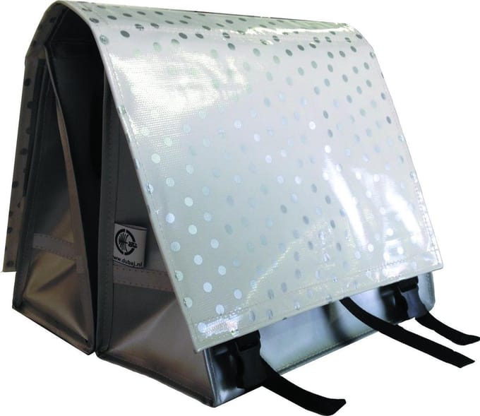 Atelier Du Baj Large Luxe Polka Silver - Dubbele Fietstas - Achter - 45 l - Silver