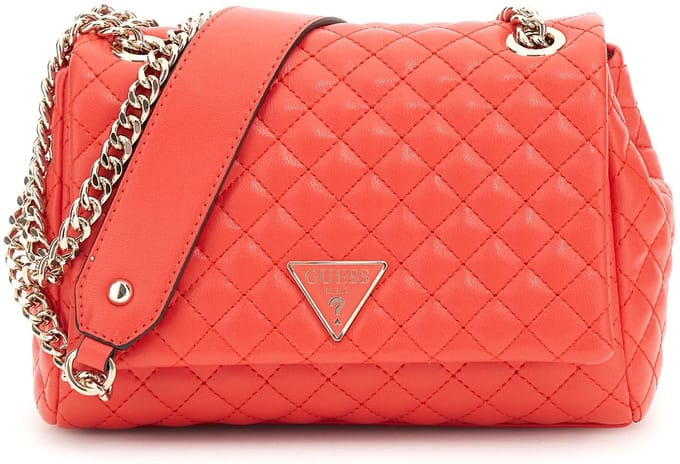 GUESS Schoudertas Eco Rianee Convertible Xbody Flap Bag Coral Red Lichtrood