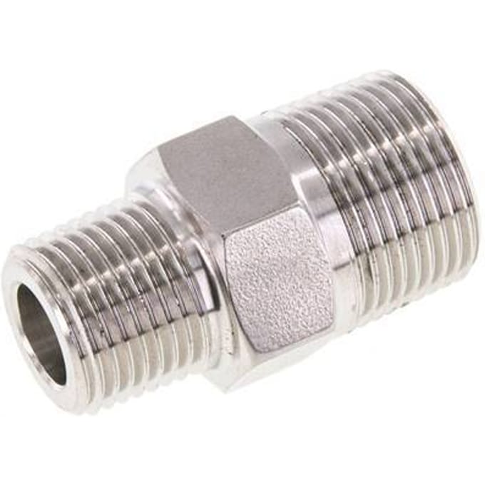 1/2'' NPT x 3/4'' NPT RVS Borstnippel 170 Bar - Hydrauliek - FL2S-M-ST-012N-034N