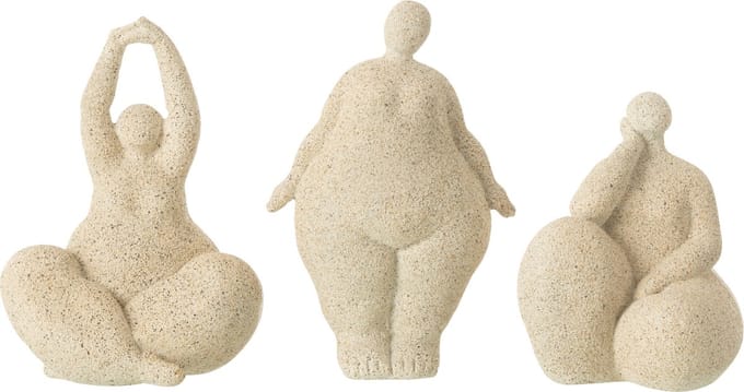 J-Line decoratie Vrouw Modern - polyresin - beige - small - 3 stuks