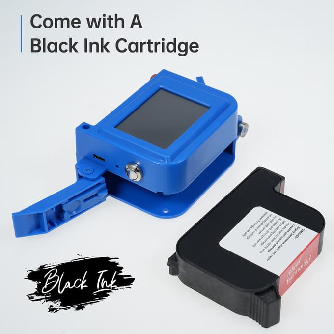 Mini imprimante à jet d'encre portable avec écran tactile de 2,4 pouces, imprimante de codes-barres intelligente, prise en charge du logo US bleu