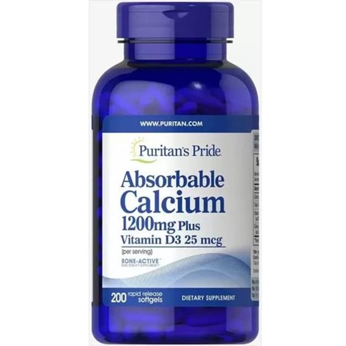Puritan's Pride - Absorbeerbaar calcium 1200 mg met vitamine D3 1000 IE 100 Softgels