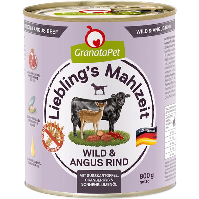 6x800g GranataPet Lievelingsmaaltijd Wild & Angus Beef Hondenvoer