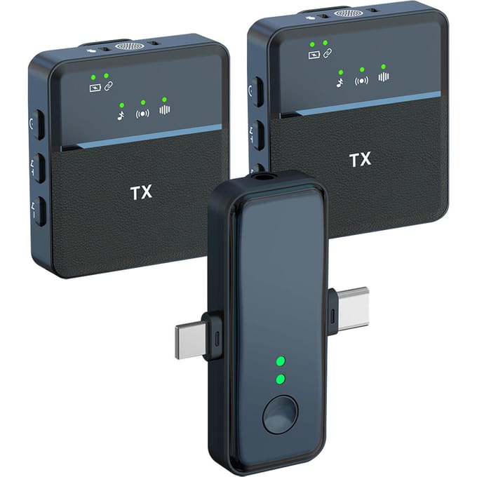 2.4G Draadloos Lavalier Microfoonsysteem Dubbele Microfoon Ingebouwde Ruisonderdrukkingschip Plug and 1 Receiver with 2 Microphones zwart
