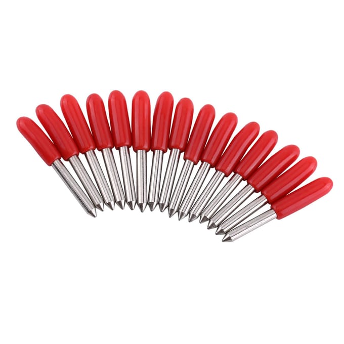 15 pcs Lame de coupe 45 degrés Couteau Pour Traceur Coupe-vinyle Bouchon rouge red