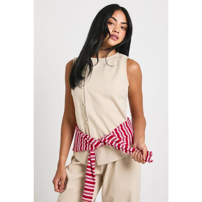 boohoo Dames Gewoven koordvest | Ecru | Maat: 42