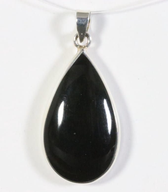 Druppelvormige zilveren hanger met onyx