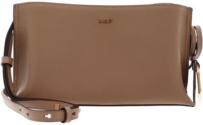 DKNY Leren schoudertas Alya Crossbody Cappuccino Lichtbruin