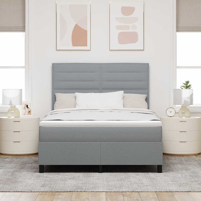 vidaXL - Boxspring - bed - met - matras - Lichtgrijs - 160 - x - 200 - cm - Stof