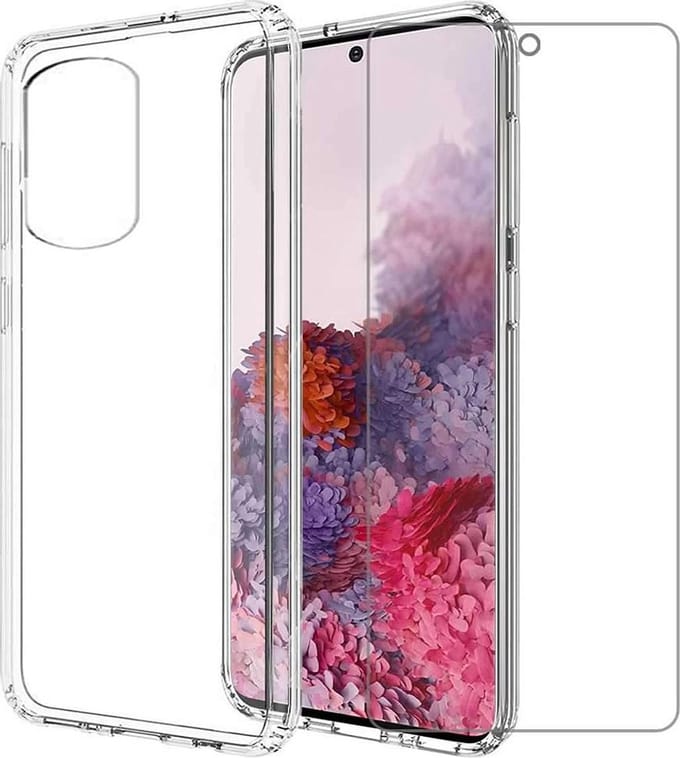 Anti-Shock silicone hoesje met 2 Pack Tempered glas Screen Protector Geschikt voor: Samsung Galaxy S20 Plus