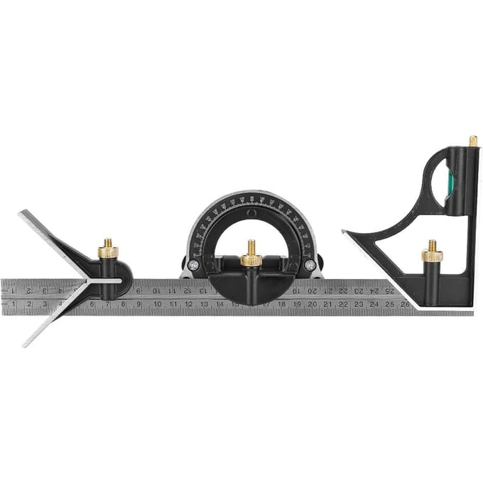 Règle d'angle en acier inoxydable 0,180 degrés, équerre combinée, rapporteur 0,01, outil de mesure black