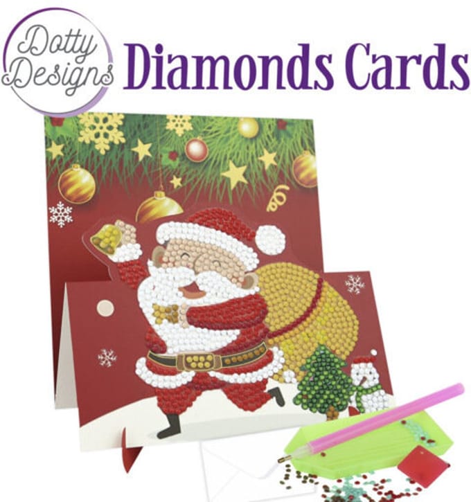 Dotty Designs Diamond Easel Card 139 - Santa with Bell