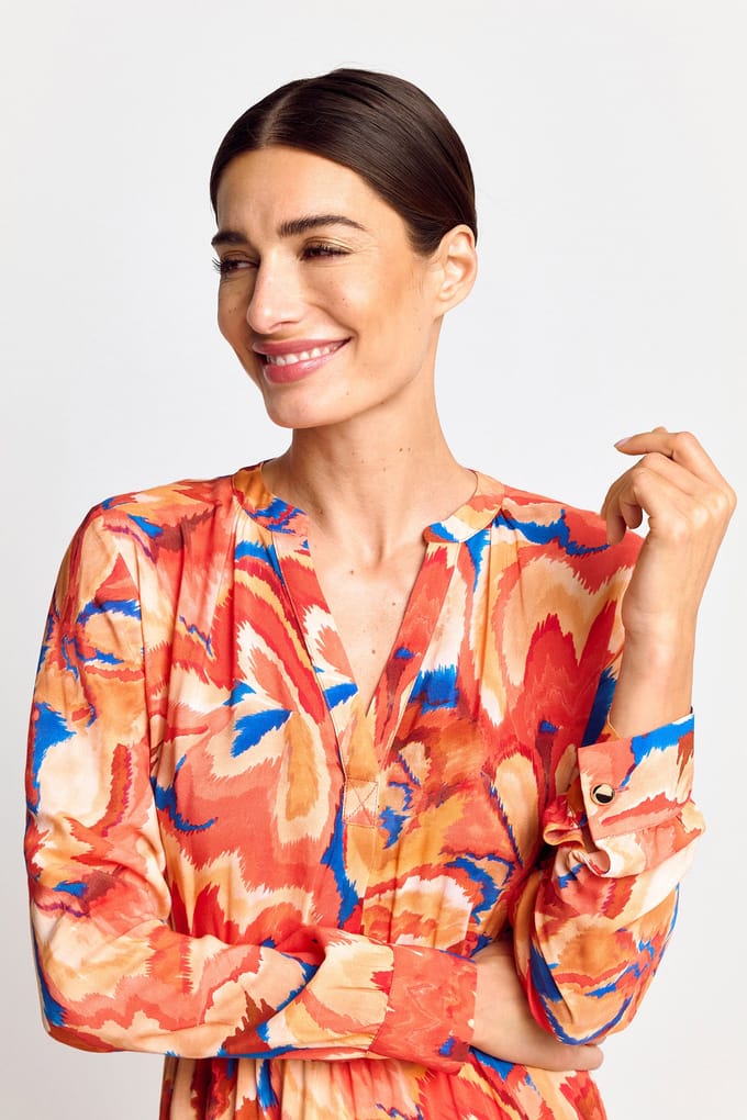 Rich & Royal Printed Mini Dress Cherry Tomato Maat: 40 | Mini Jurken Outlet | Dames