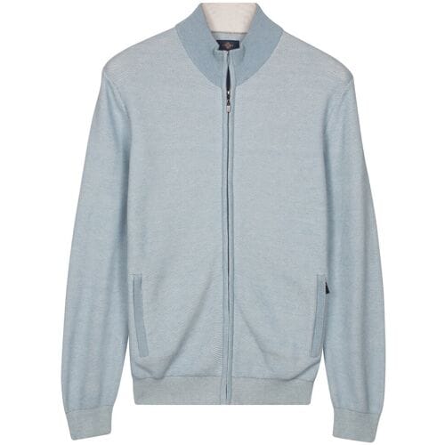 Baileys Vest Full Zip Two-Tone Fine Textured Jacquard Allover Plated Soft Blue / male