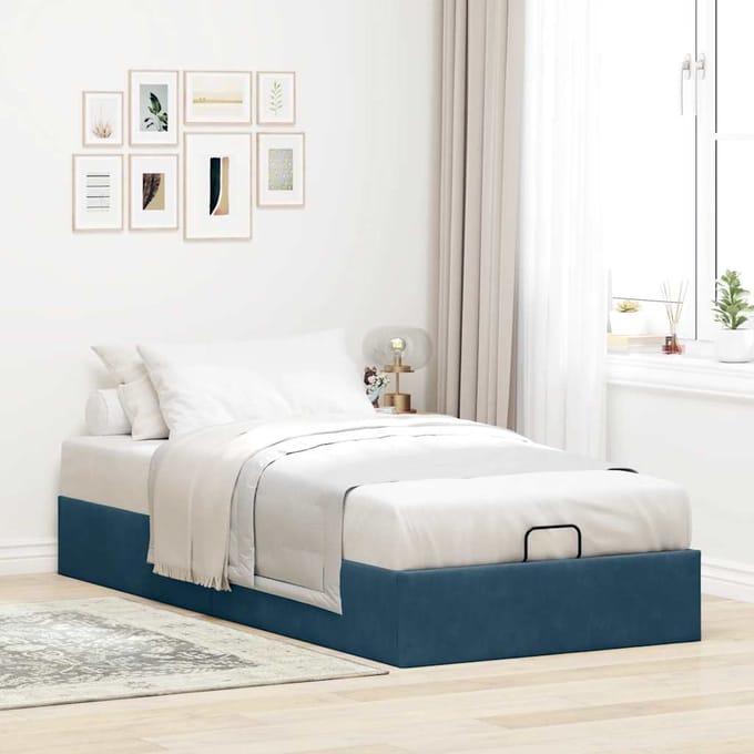 vidaXL - Bedframe - zonder - matras - 80x200 - cm - fluweel - donkerblauw
