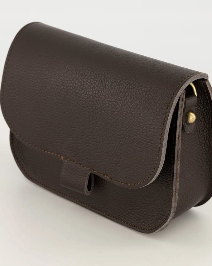 Crossbody -tasje- bruin -leer